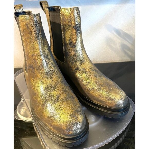 Ralph Lauren Corinne Bootie Fashion Booties Metallic Black/Gold Women SZ 8.5 NEW - Picture 3 of 11